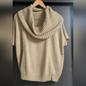 Michael Kors Metalic Gold Taupe Cowl Neck Sweater